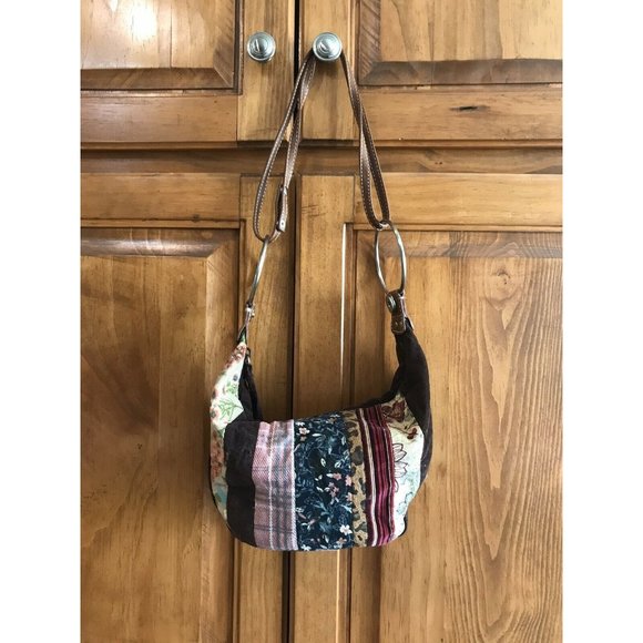 Small Patchwork Relic Shoulder Bag With Zipper Magnetic Button Clip Adorable - Picture 2 of 9